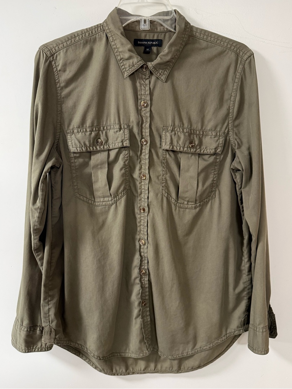 Banana Republic Olive Green Long-Sleeve Button-Down Shirt